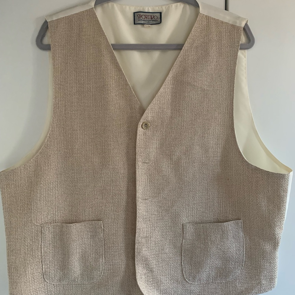 Linen and silk blend beige vest- XL